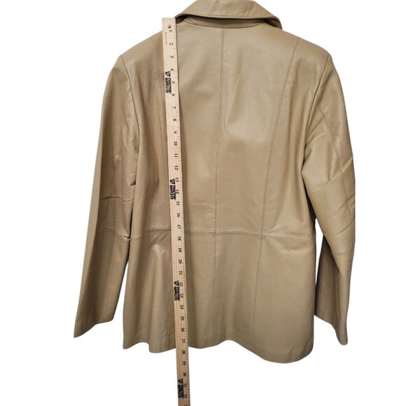 Vintage Dialogue Women's Brown Tan 100% Leather Jacket Size M Classic Style - Picture 8 of 16